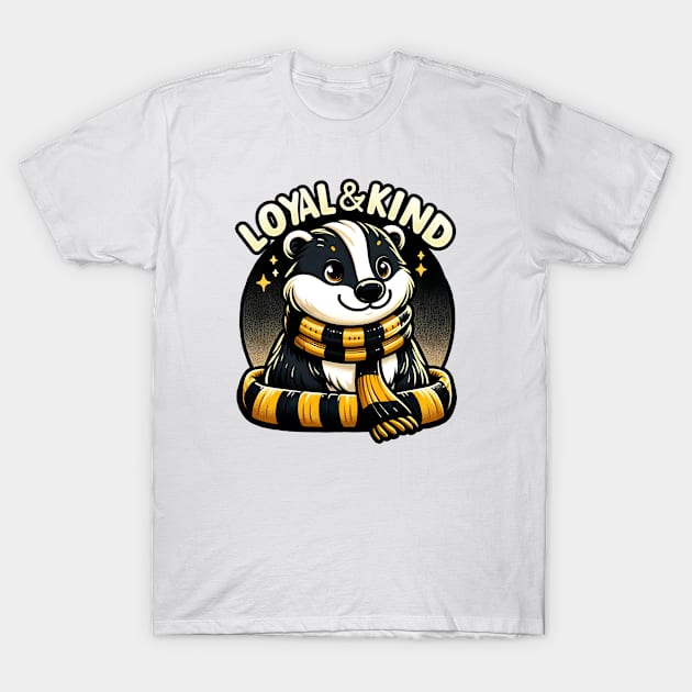 Loyal and Kind - Badger with a Scarf - Fantasy T-Shirt by Fenay-Designs